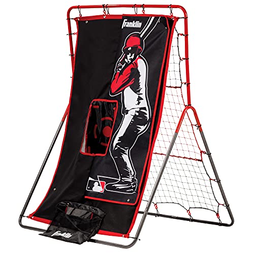 Franklin Sports Baseball Pitching Target and Rebounder Net - 2-in-1 Switch Hitter Pitch Trainer + Pitchback Net - Pitching Target with Hitter + Strikezone, Red