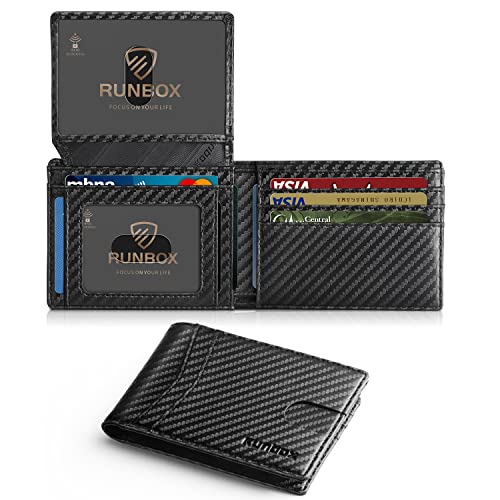RUNBOX Men's Wallets 15 Card Holder Slim Rfid Leather 2 ID Window With Gift Box Men's Accessories