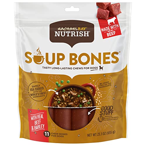 Rachael Ray Nutrish Soup Bones Dog Treats, Beef & Barley Flavor, 11 Bones