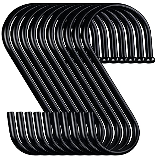 S Hooks for Hanging,Black Heavy Duty Metal S Shaped Hooks for Hanging Clothes,Kitchen Pot Rack Hooks Closet Hooks for Hanging Jeans,Bags ,Utility Hooks for kitchen,Cups,Garden-10 Pack 3.5 Inch S Hooks