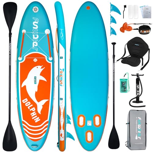 FunWater Inflatable Stand Up Paddle Boards Ultra-Light ISUP Wide Stable Design Non-Slip Comfort Deck for Youth & Adults with Premium SUP Board Paddle Accessories