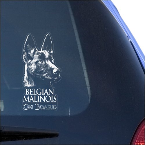 Belgian Malinois Clear Vinyl Decal Sticker for Window, Mechelaar Shepherd Dog Sign Art Print