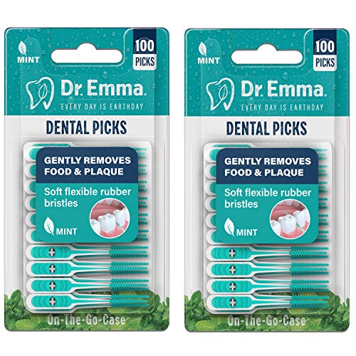 Dr. Emma Dental Picks Mint Brush Picks 100Ct/Pack, 2 Packs (200Ct)