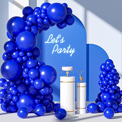 FOTIOMRG 110pcs Royal Blue Balloon Garland Arch Kit, 18 12 10 5 inch Royal Blue Latex Balloons Different Sizes Pack for Birthday Graduation Baby Shower Baseball Nautical Wedding Party Decorations