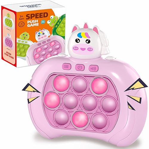 Quick Push Pop Game It Fidget Toys Pro for Kids Adults, Handheld Game Fast Puzzle Game Machine, Push Bubble Stress Toy, Relief Party Favors, Easter Gift for Girls (Pink)