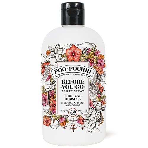 Poo-Pourri Before-You-Go Toilet Spray, Tropical Hibiscus, Refill Bottle 16 Fl Oz - Hibiscus, Apricot and Citrus