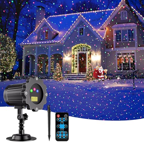 Brighter Laser Christmas Lights Projector Outdoor, RGB 3 Colors Gypsophila Moving Twinkles Stars Light Show, Holiday Projector Decorations for House/Gerden/Party