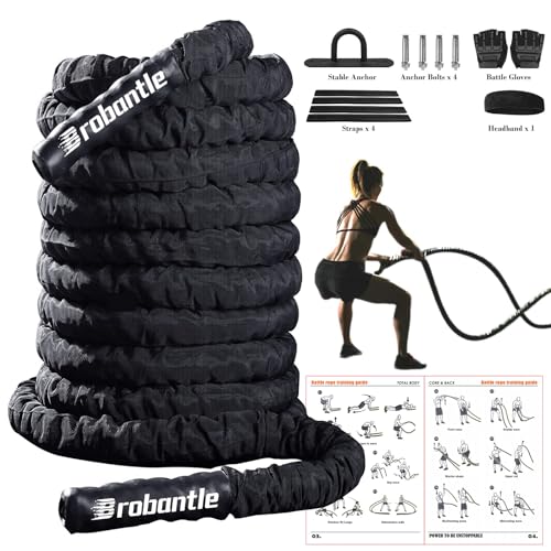 Battle Rope 30FT Battle Rope for Exercise Workout Rope Exercise Rope Battle Ropes for Home Gym Heavy Ropes for Exercise Training Ropes for Working Out Weighted Workout Rope (1.5 Inch 30 FT)