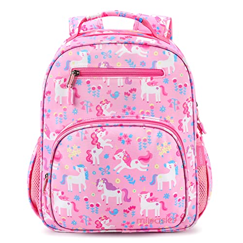 mibasies Girls Backpack for Elementary School, Backpack for Girls 5-8, Lightweight Kids Backpacks for Girls（Flower Unicorn）