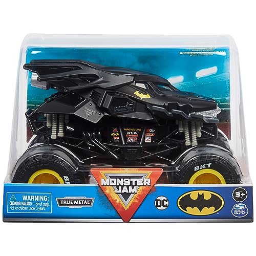 Monster Jam Official Batman Monster Truck - Retro Batmobile Collector 1:24 Scale Die-Cast Vehicle - Chrome Rims and BKT Tread Tires for Use in All Playsets - Collectible for Fans & Birthday Parties