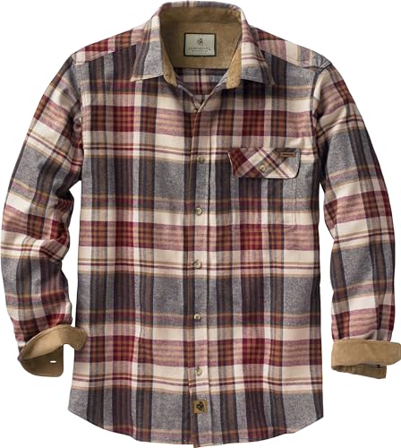 Legendary Whitetails Men's Buck Camp Flannel Shirt, Plaid Button Down with Corduroy Cuffs, X-Large Tall