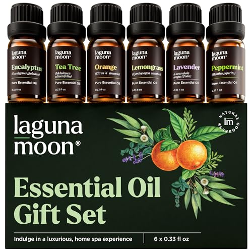 Essential Oils Set - Top 6 Blends for Diffusers, Home Care, Candle Making Scents, Fragrance, Aromatherapy, Humidifiers, Gifts - Peppermint, Tea Tree, Lavender, Eucalyptus, Lemongrass, Orange (10mL)