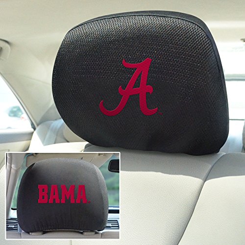 FANMATS 12607 Alabama Crimson Tide Embroidered Head Rest Cover Set - 2 Pieces