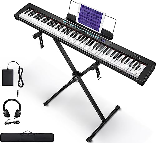 Starfavor Semi-weighted Piano Keyboard 88 Keys with Stand, Sustain Pedal, and Carrying Case, SEK-88A