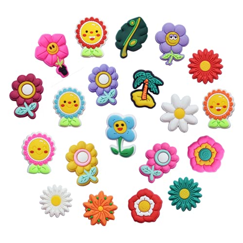 21pcs Different Shoe Charms Shoes Decorations Accessories for Croc Wristband Bracelet all Flowers Girls Boys Teens Kids Birthday Party Christmas Gifts