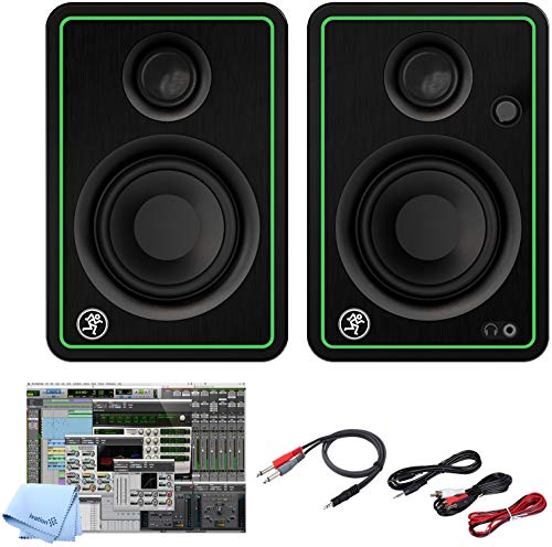 Mackie CR3-X 3-Inch Creative Reference Multimedia Monitors Bundle and Pro Cable Kit Featuring Pro Tools First DAW Music Editing Software
