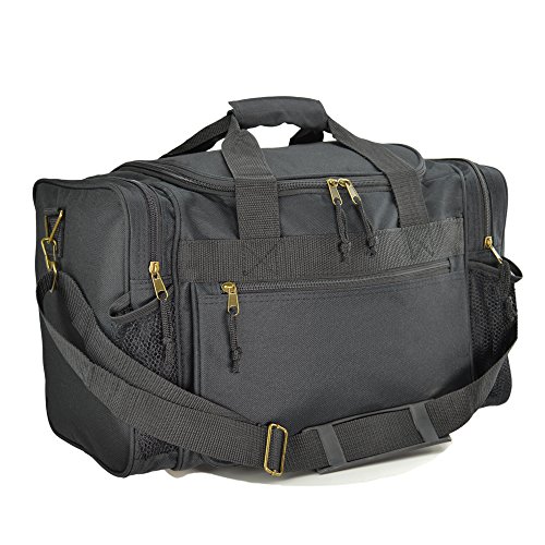 DALIX 17' Duffle Travel Bag Front Mesh Pockets in Black