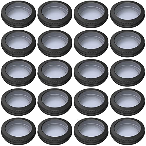 20 Pcs 2 Ounce Aluminum Tin Jar 60 ml Refillable Containers Clear Top Screw Lid Round Tin Container Bottle for Cosmetic,Lip Balm, Cream, Black