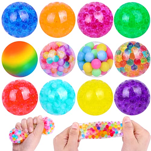 DULEFUN Stress Balls 12pcs Squishy Balls for Adults Stress Relief Squeeze Fidget Balls Set for Party Favors Gifts
