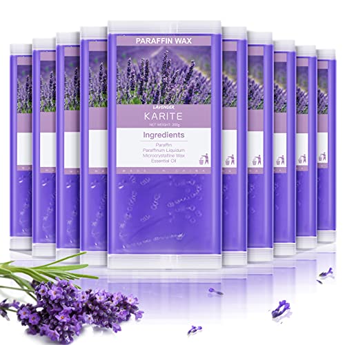 KARITE Paraffin Wax Refills, 10 Pack Lavender Scented Paraffin Wax Beads Blocks for Paraffin Bath, Paraffin Wax Machine Refills for Hand Feet Dry Skin,Rrelieves muscle fatigue, Hydration and nourish