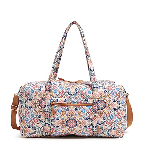 Vera Bradley Women's Cotton Large Travel Duffel Bag, Enchanted Mandala - Recycled Cotton, One Size