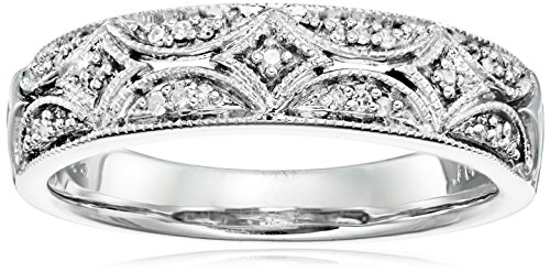 Amazon Essentials Sterling Silver Diamond Accent Band Ring, Size 6 (previously Amazon Collection)