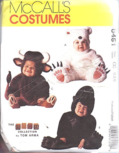 8451 McCalls Sewing Pattern Uncut Girls Boys Child Halloween Costume Tom Arma Gorilla Polar Bear Bull Size 2 3 4