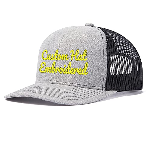 Wholesale Custom Hat Custom Text/Logo Embroidered Hat for Men Women Trucker Hat Light Grey/Black