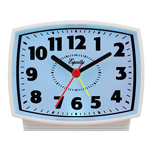 Equity by La Crosse 33100 Electric Silent Analog Alarm Clock with Lighted Dial, White