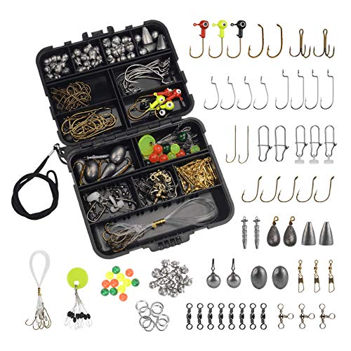 MadBite Freshwater Terminal Tackle Kits, 181 pcs, Fishing Hooks, Fishing Accessory Gear, Fishing Tackle, Fishing Weights & Sinkers, Jig Hooks, Floats and Bobbers