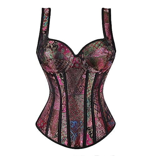Zhitunemi Women Sexy Boned Lace up Corsets Strap Bustiers Top Overbust shaper Small Purple