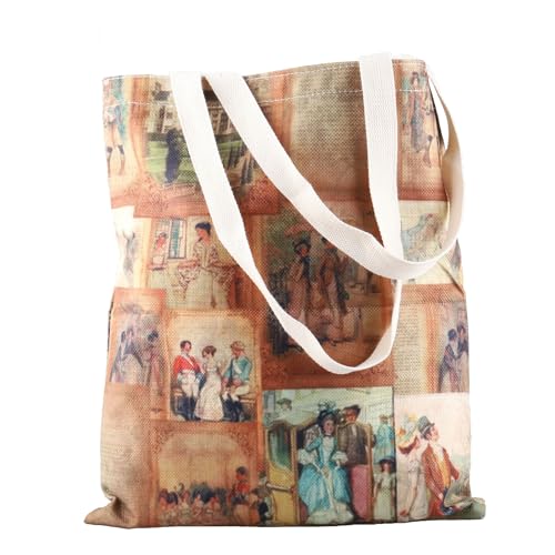 WCGXKO Vintage Jane Austen Bookish Gift Tote Bag Book Bag for Classic Novel Lover (JAusten)