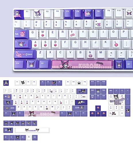 Sanrio Kuromi Purple Keycaps for Cherry MX Switches Cute Japanese Anime Mechanical Gaming Keyboard, PBT Key Caps Set(Kuromi)