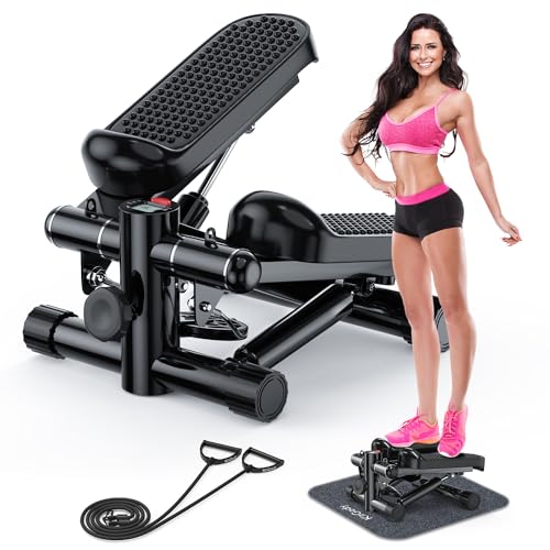 Steppers for Exercise at Home, KitGody Mini Stepper with Resistance Bands, Stair Stepper with 330LBS Capacity, Adjustable Height Fitness Stepper Machine for Full Body Workout