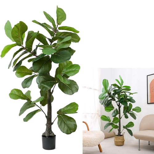 LUWENER 6ft Artificial Plant Fiddle Leaf Fig Tree,Faux Ficus Lyrata in Pot,Ficus Fake Plant Artificial Trees for Office Indoor Outdoor Garden Living Room Home Decor(1PCS)