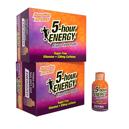 5-hour ENERGY Extra Strength Energy Shot | Hawaiian Breeze Flavor | 1.93 oz. | 24 Count | Sugar-Free & Zero Calories | B-Vitamins & Amino Acids | 230mg Caffeinated Energy Shot | Dietary Supplement