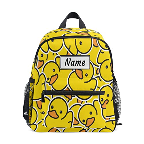 SUABO Custom Yellow Duck Toddler Backpack for Boy Girl Preschool Bag for Children Personalized Kid's Name Bookbag