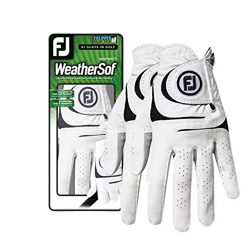 FootJoy Women's WeatherSof Golf Glove, Pack of 2, White Medium/Large, Worn on Left Hand
