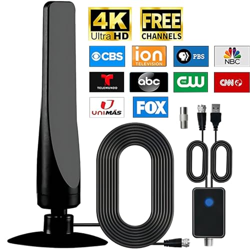 TV Antenna - TV Antenna for Local Channels with 300+ Miles Range, 2024 Upgraded TV Antenna Indoor with Amplifier Signal Booster, HDTV Antenna Digital Indoor, Support 4K 1080p All TVs, 16ft Coax Cable