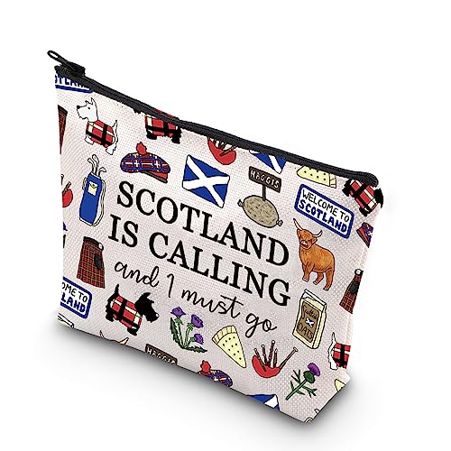 TSOTMO Scotland Makeup Bag Gift Edinburgh Gift Scotland Is Calling And I Must Go Zipper Bag Gift For Scottish (SCOTLAND)