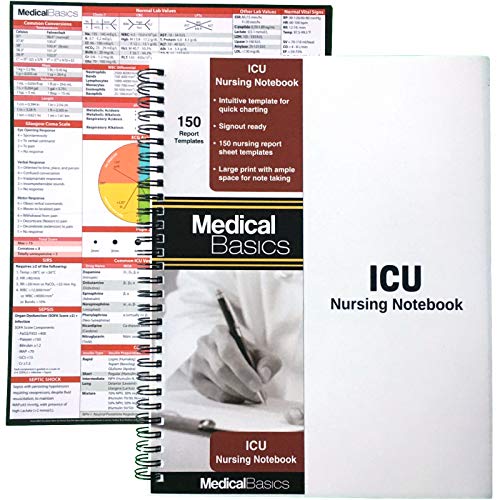 ICU Nursing Notebook - large print patient template notebook, quick charting for medical emergency note taking