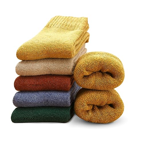 VoJoPi Warm Winter Thick Cozy Fuzzy Crew Thermal Boot Socks - 5 Pairs