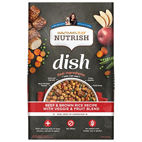 Rachael Ray Nutrish Dish Premium Dry Dog Food, Beef & Brown Rice Recipe with Veggies, Fruit & Chicken, 23 Pound Bag