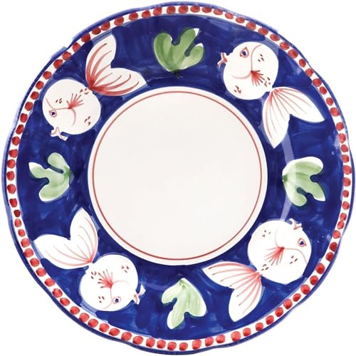 Vietri Campagna Pesce Dinner Plate, 10 Inch Terra Cotta Ceramic Plate, Handcrafted Dinnerware