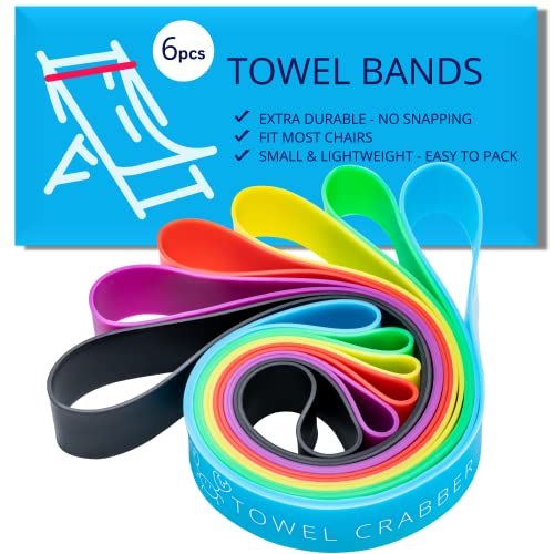 Towel Bands (6-Pack), Beach Pool & Cruise Chairs, Extra Durable, No Snapping, Cruise Ship & Beach Essentials, Great Alternative to Beach Towel Clips
