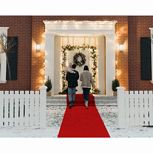 EZLucky Red Carpet Runner for Party, 2.6X15 ft, 130 GSM Felt Non-Woven Fabric, Hollywood Red Carpet for Event, Aisle Runner for Wedding Ceremony, Movie Theme Party Decorations, Red Runway Rug for Prom