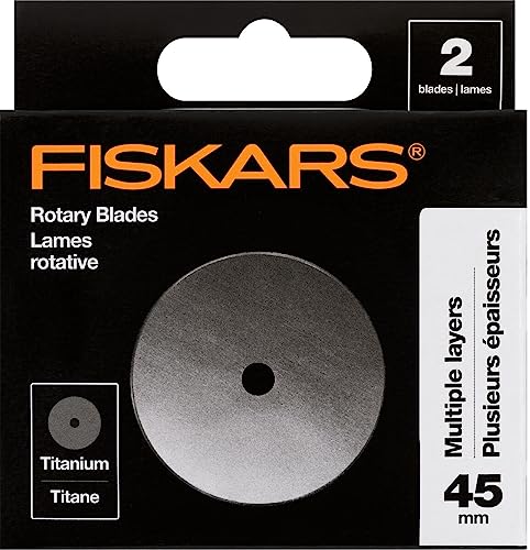 Fiskars 45mm Titanium Rotary Blades (2 Pack) - Rotary Cutter Blade Replacement - Crafts, Sewing, and Quilting Projects - Grey