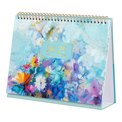 2024-2025 Desk Calendar - Standing Flip Desktop Calendar 2024-2025, JUL 2024 - DEC 2025, 18 Months Desktop Calendar, 9.8' x 8.3', Memoranda Lined Pages with Thick Paper, Strong Twin-Wire Binding