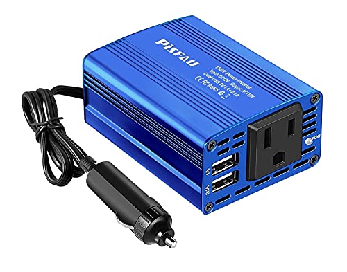 150W Car Power Inverter DC 12V to 110V AC Converter with 3.1A Dual USB Power inverters for Vehicles,Road Trip Essentials Camping Accessories Blue