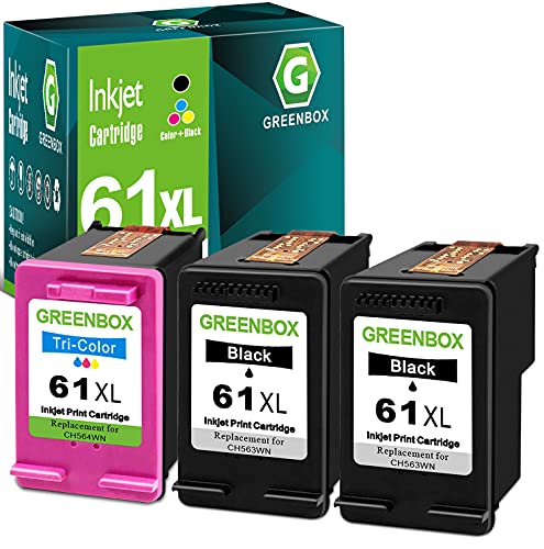 GREENBOX Remanufactured Ink Cartridge 61 Replacement for HP 61XL 61 XL for Hp Envy 4500 5530 5534 5535 Deskjet 1000 1056 1010 1510 1512 2540 3050 Officejet 2620 Printer (2 Black 1 Tri-Color)